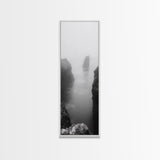 Foggy Cliffs, Coastal Serenity, Ocean Landscape, Nature Photography, Framed Canvas Print, Minimalist Wall Art, Bedroom Wall Decor
