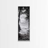 Island View, Forest Coastline, Secluded Shore, Tranquil Ocean Scene, Canvas Print, Boho Decor, Entryway Wall Art, Nature Wall Aesthetic