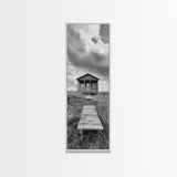 Rustic Cabin, Country Path, Prairie Landscape, Black and White Photo, Framed Canvas Print, Farmhouse Wall Art, Autumn Decor, Nature Style