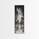 Pine Forest, Nature Path, Tree Canopy, Tranquil Woods, Canvas Print, Forest Wall Art, Minimalist Nature Decor, Meditation Room Artwork