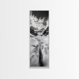 Glacier Trail, Snowy Valley, Black and White Mountain Art, Crevasse Texture, Canvas Print, Winter Landscape, Office Print, Entry Wall Art