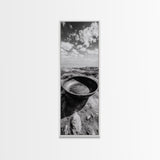 Desert Bowl, Coastal Landscape, Black and White Texture, Minimal Earth Tones, Framed Canvas Print, Rustic Farmhouse Kitchen Wall Art