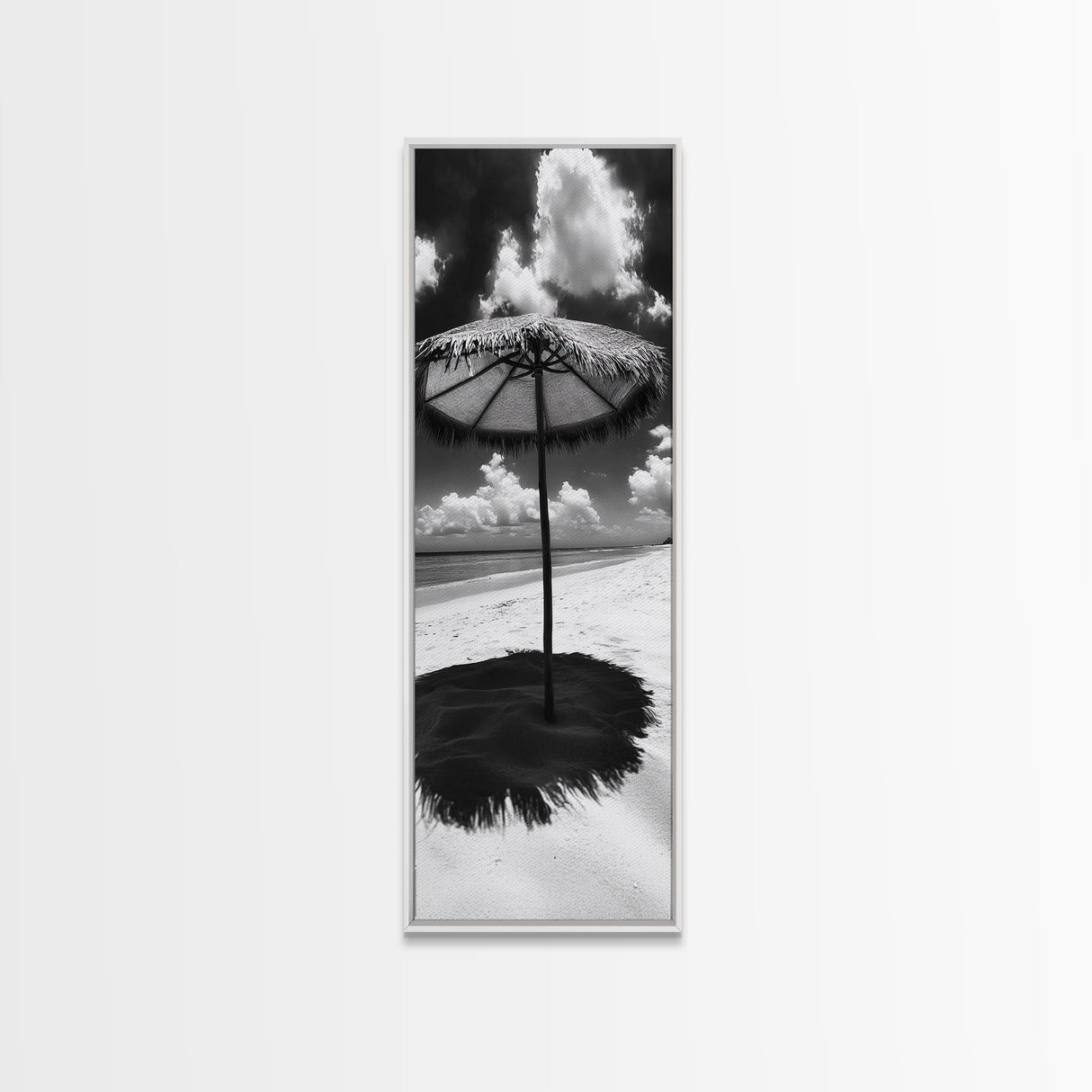 Beach Umbrella, Summer Shade, Ocean Serenity, Island Dreams, Coastal Peace, Framed Canvas Print, Living Room Wall Art, Boho Tropical Décor