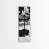 Beach Umbrella, Summer Shade, Ocean Serenity, Island Dreams, Coastal Peace, Framed Canvas Print, Living Room Wall Art, Boho Tropical Décor