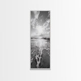 Ocean Foam, Morning Light, Tranquil Seashore, Black and White Coastal Print, Canvas Print, Minimalist Bathroom Print, Entryway Wall Art