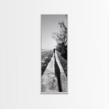 Walkway Shadows, Coastal Path, Minimalist Silhouette, Black and White Art, Framed Canvas Print, Hallway Decor, Calm Modern Wall Art
