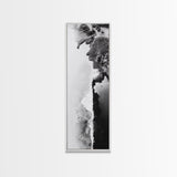 Aerial Coastline, Abstract Shore, Natural Edge, Canvas Print, Modern Living Room Wall Art, Black and White Photography, Coastal Decor