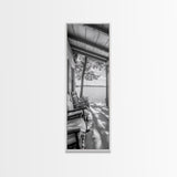 Lake Porch View, Rustic Charm, Cabin Vibes, Relaxing Nature Scene, Framed Canvas Print, Farmhouse Decor, Cozy Living Room Wall Art, Lakehouse Art