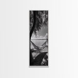 Hammock Dreams, Coastal Rest, Lakeside Retreat, Chill Vibes, Framed Canvas Print, Boho Wall Art, Serene Bedroom Art, Relaxation Inspired Decor