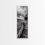 Nautical Rope, Coastal Texture, Ocean Cliff Mood, Seaside Minimal, Framed Canvas Print, Nautical Wall Art, Modern Rustic Bathroom Decor