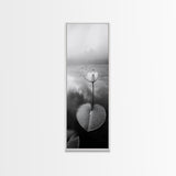 Minimalist Lotus, Zen Flower, Misty Pond, Tranquil Nature, Monochrome Botanical Framed Canvas Print, Bedroom Meditation Wall Decor