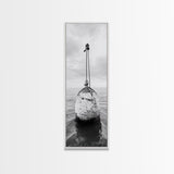 Nautical Buoy, Ocean Rope, Minimal Seascape, Framed Canvas Print, Coastal Wall Art, Bathroom Decor, Modern Nautical Art, Minimalist Home