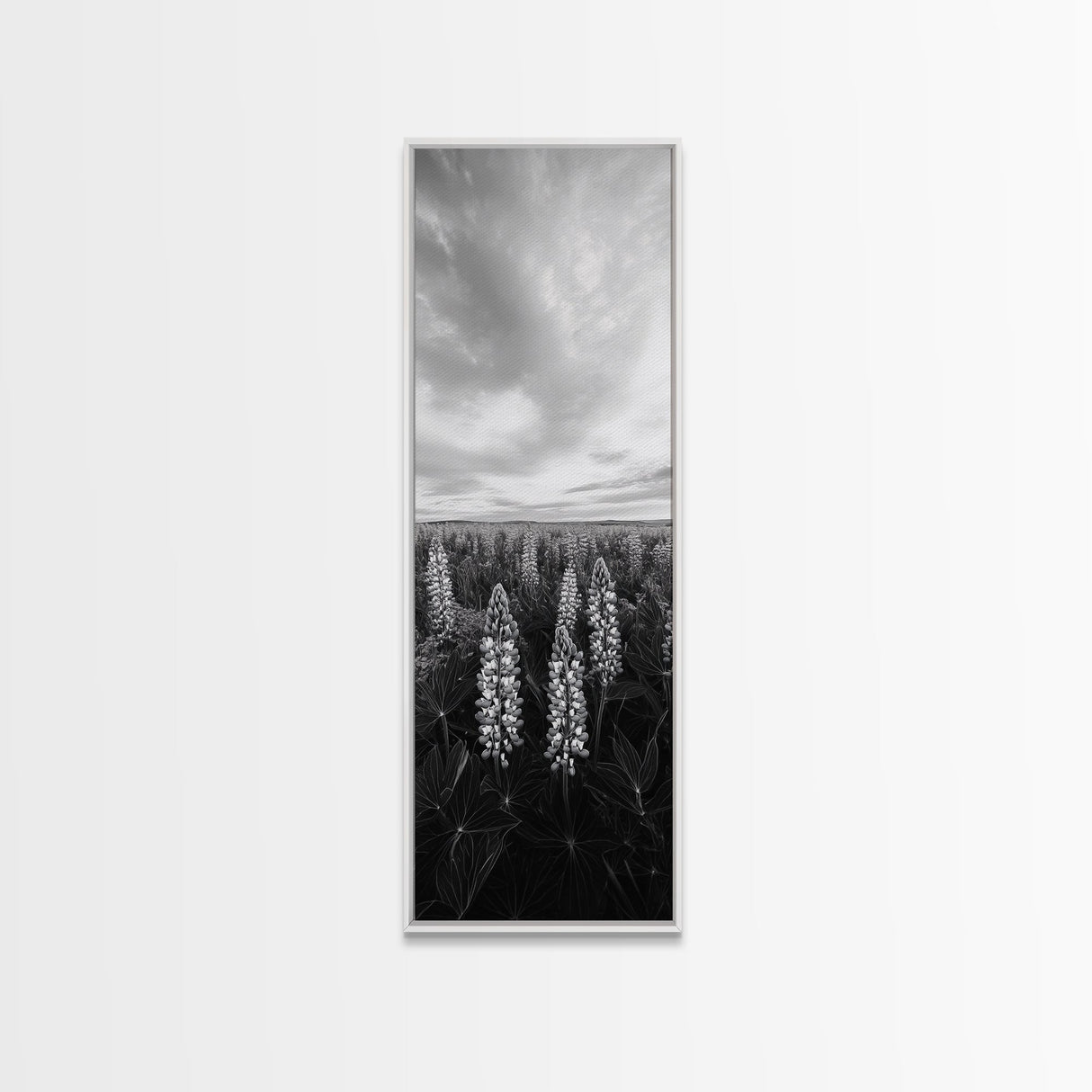 Lupine Field, Blooming Flowers, Meadow Horizon, Framed Canvas Print, Botanical Wall Art, Bedroom Decor, Nature-Inspired, Boho Floral Art