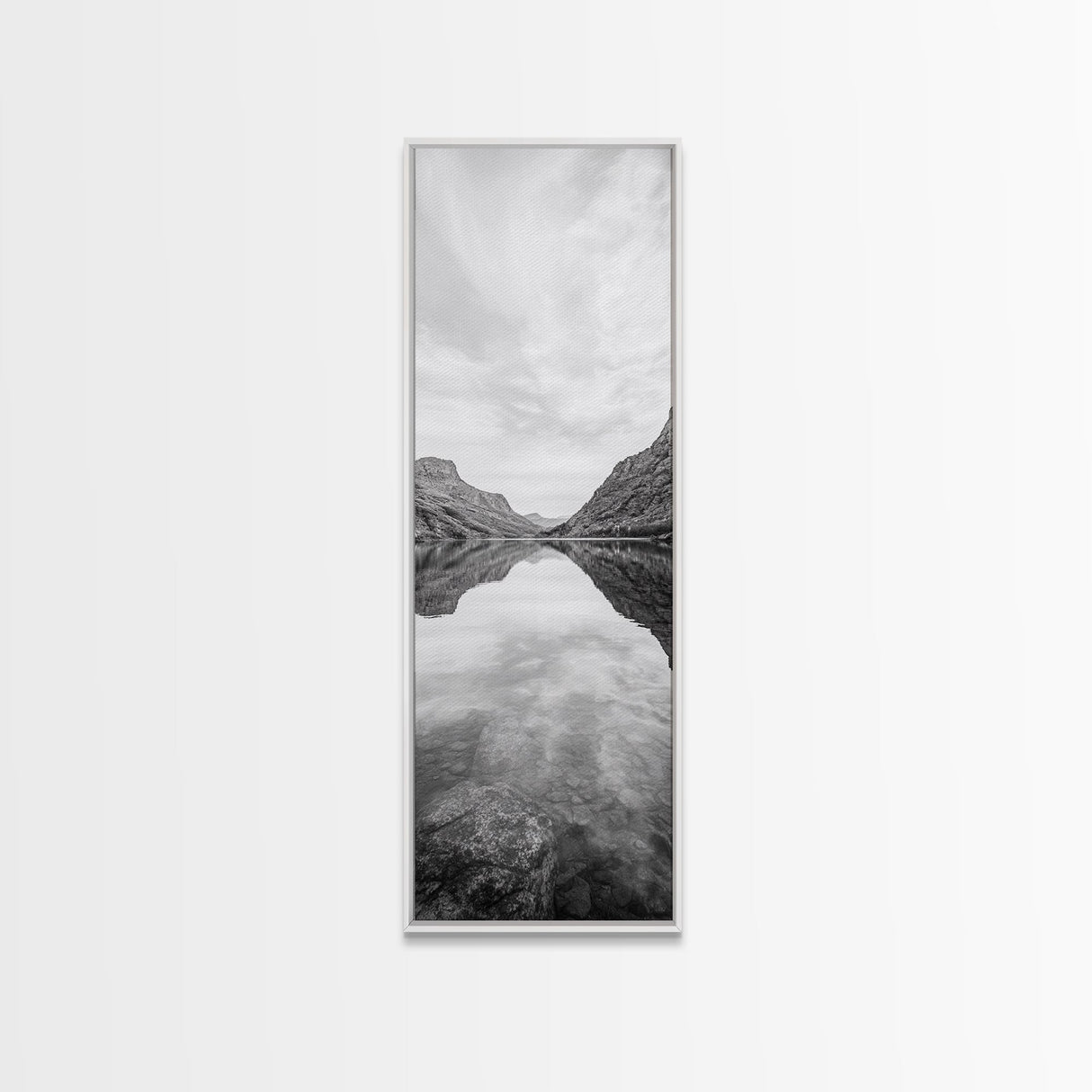 Mountain Lake, Glassy Water, Serene Reflection, Canvas Print, Bedroom Wall Art, Nature Photography, Minimalist Decor, Tranquil Vibe