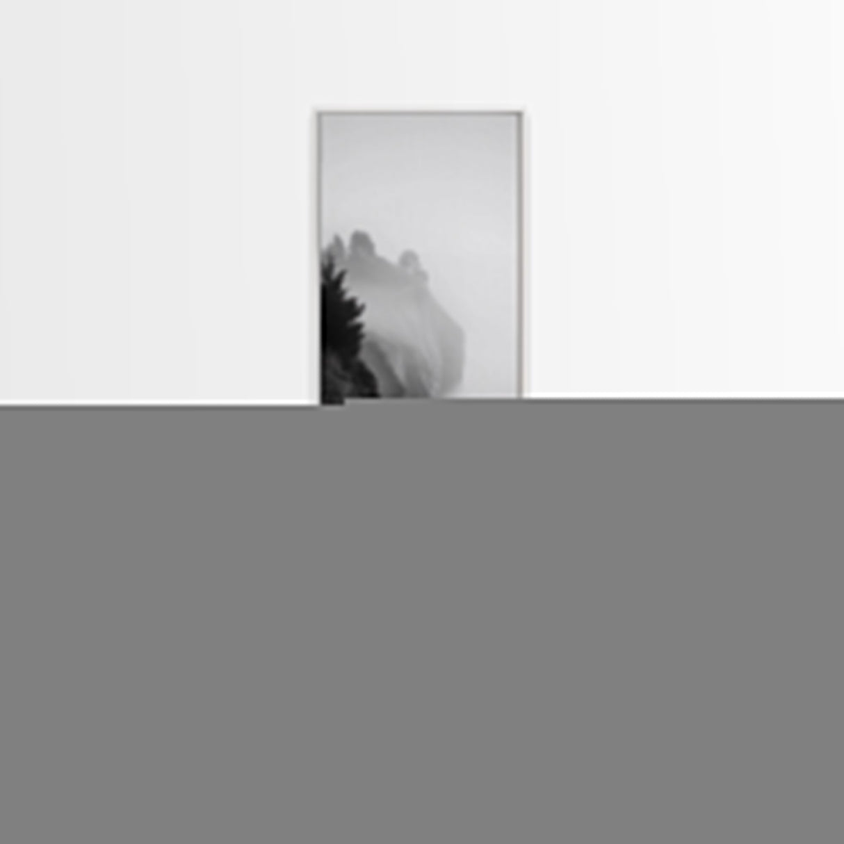 Cliffside Fog, Coastal Mist, Ocean Overlook, Framed Canvas Print, Living Room Wall Art, Monochrome Decor, Moody Landscape, Minimalist Home