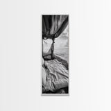 Coastal Bed View, Ocean Canopy, Seaside Rest, Framed Canvas Print, Boho Bedroom Wall Art, Rustic Beach Photography, Nature Retreat Decor