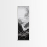 Foggy Coast, Ocean Cliffs, Atmospheric Horizon, Canvas Print, Nature Wall Art, Moody Landscape, Neutral Tones, Hallway or Office Decor