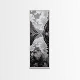 Reflective Lake, Cloud Mirror, Mountain Calm, Canvas Print, Serene Bedroom Wall Art, Nature Tranquility, Scandinavian Landscape Style