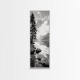 Mountain Lake Peace, Still Water View, Nature Escape, Framed Canvas Print, Living Room Wall Art, Nordic Cabin Decor, Minimal Landscape