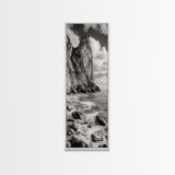 Coastal Cliffside, Seaside Rock Wall, Ocean Wilderness, Canvas Print, Rustic Beach House Art, Adventure Decor, Nature Photography