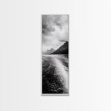 Boat Wake Lines, Alpine Coast, Moody Waters, Canvas Print, Minimalist Lake Art, Office Wall Decor, Modern Nautical Landscape Style