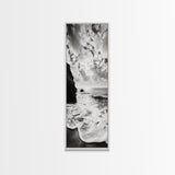 Ocean Sunset Foam, Coastal Waves Print, Seascape Minimalist, Fall Bathroom Decor, Canvas Print, Black White Beach Photography
