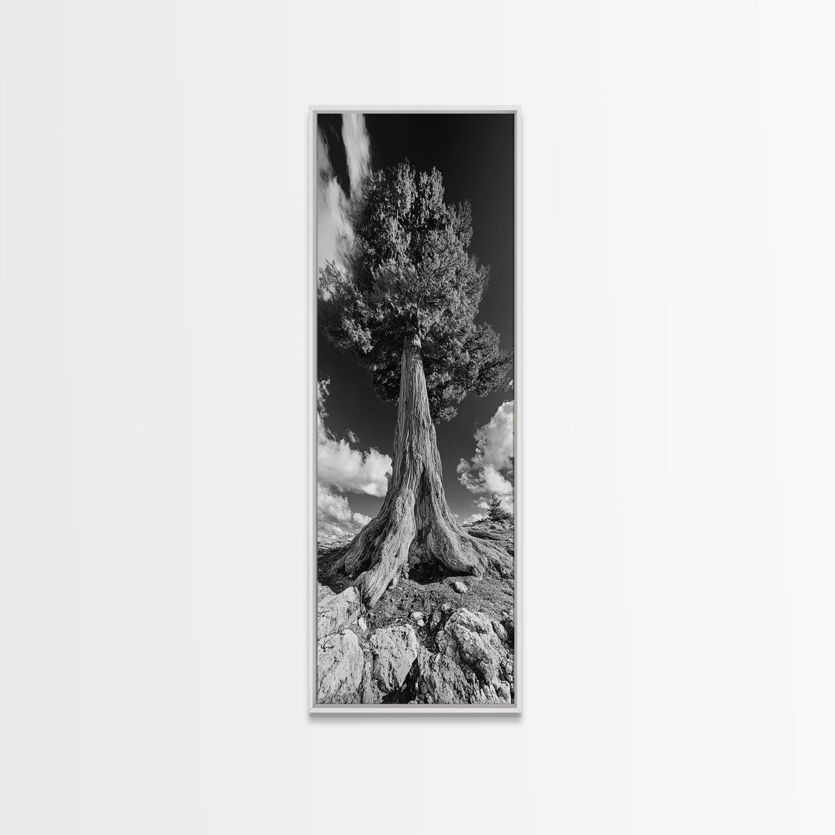 Majestic Tree, Nature Power, Earth Energy, Black White Art, Framed Canvas Print, Modern Rustic Decor, Cabin Wall Art, Tree Lover Gift