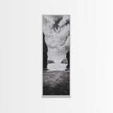 Seaside Cliffs, Ocean Gateway, Tranquil Cove, Framed Canvas Print, Nautical Wall Art, Modern Coastal Decor, Neutral Beach Style