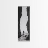 Lone Cowboy, Cliff View, Western Vibes, Silhouette Minimalist, Framed Canvas Print, Farmhouse Wall Art, Masculine Desert Decor