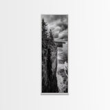 Cliff Coastline, Moody Ocean, Pine Trees, Dramatic Nature Scene, Canvas Print, Cabin Wall Art, Fall Coastal Photography, Rustic Decor