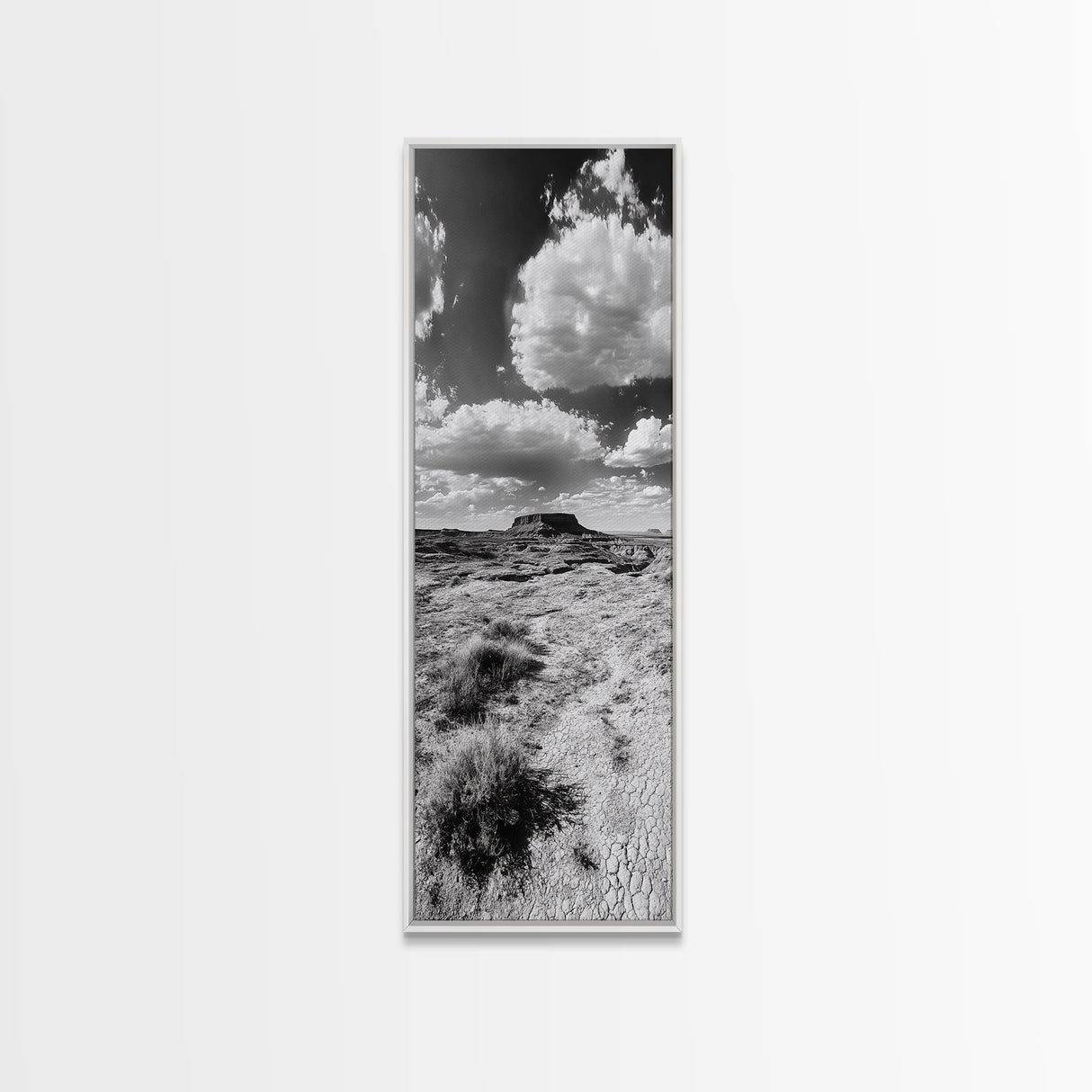 Desert Butte View, Southwest Horizon, Dramatic Sky, Framed Canvas Print, Boho Living Room Art, Western Landscape Photography, Man Cave
