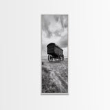 Covered Wagon Trail, Old West Scene, Vintage Rustic Art, Homestead Vibe, Framed Canvas Print, Farmhouse or Office Wall Art, Boho Bedroom