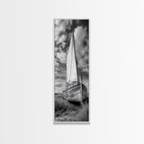 Weathered Sailboat Scene, Coastal Rustic Charm, Seafaring Wall Decor, Framed Canvas Print, Nautical Bathroom or Hallway Art, Ocean Decor