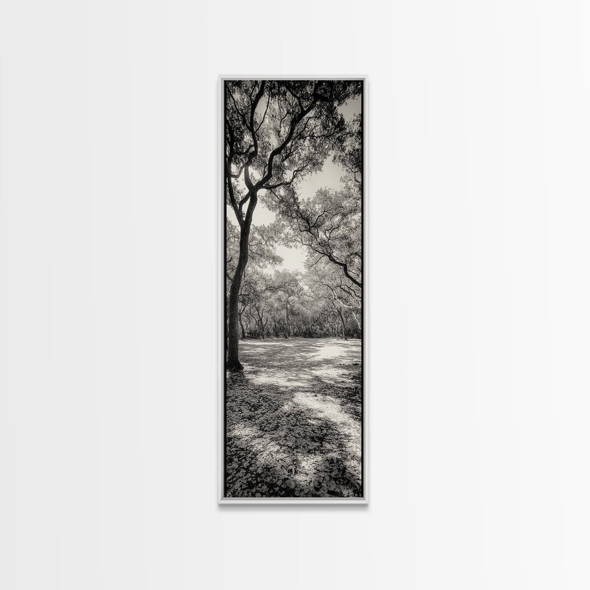 Autumn Forest Light, Peaceful Woodland Canopy, Fall Vibes Scene, Framed Canvas Print, Cozy Living Room Art, Entryway Wall Art