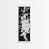 Misty Lake, Nature Reflection, Tranquil Waters, Monochrome Trees, Framed Canvas Print, Minimalist Wall Art, Bathroom or Hallway Decor