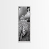 Ocean Clam, Moody Beach, Tidal Lines, Coastal Detail, Canvas Print, Nautical Bathroom Wall Art, Black and White Ocean Decor,  Den Wall Piece