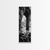 Sea Arch, Coastal Rocks, Ocean Waves, Dramatic Sky, Framed Canvas Print, Coastal Wall Art, Minimalist Beach House Decor, Bedroom Artwork