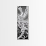 Sparkling Ocean, Cloud Horizon, Sea Breeze, Framed Canvas Print, Bright Coastal Art, Bathroom or Living Room Summer Vibe Wall Decor