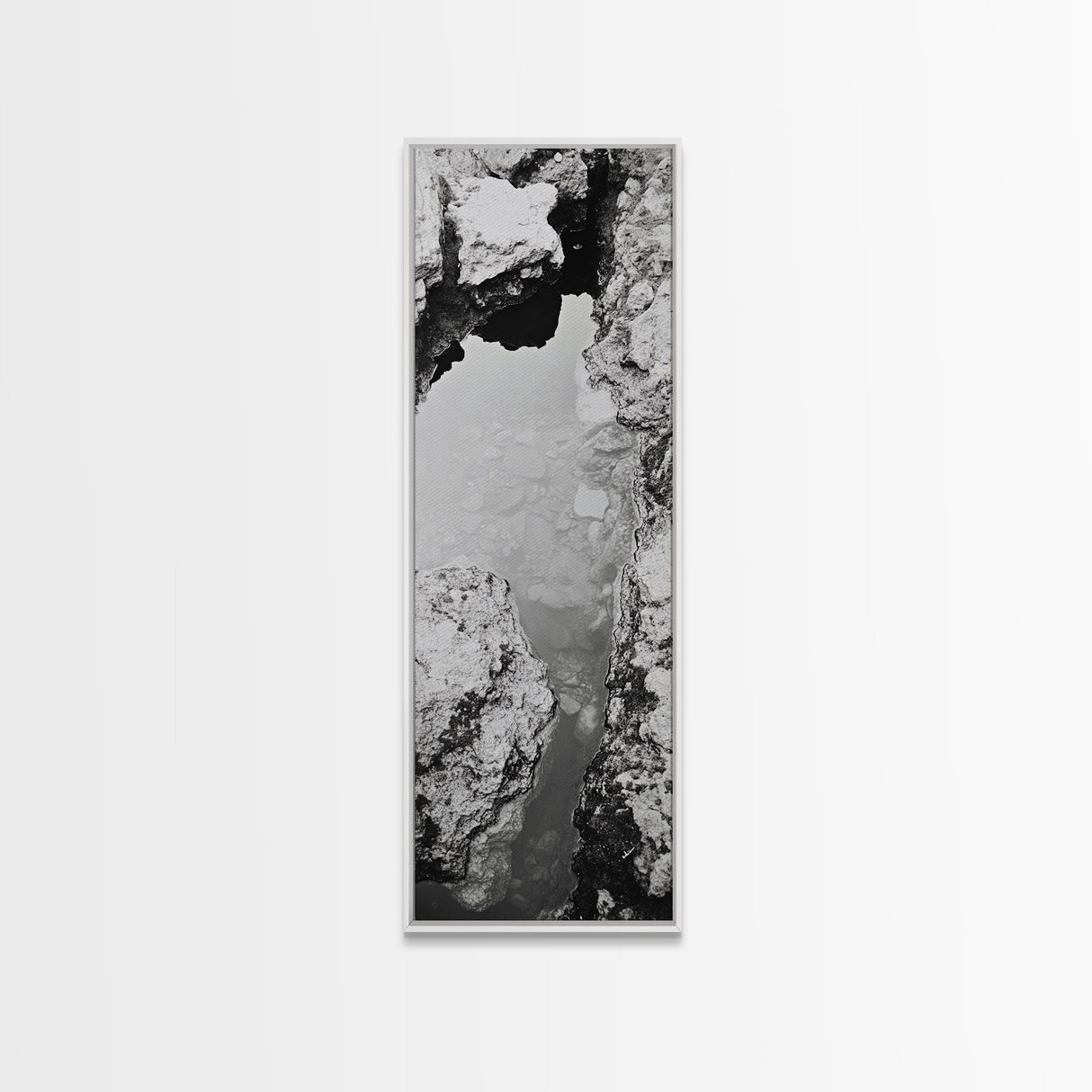 Tidal Pool, Coastal Rock, Still Water, Natural Texture, Framed Canvas Print Earth Tone Decor, Zen Bathroom Art, Modern Minimalist Nature Wall Print