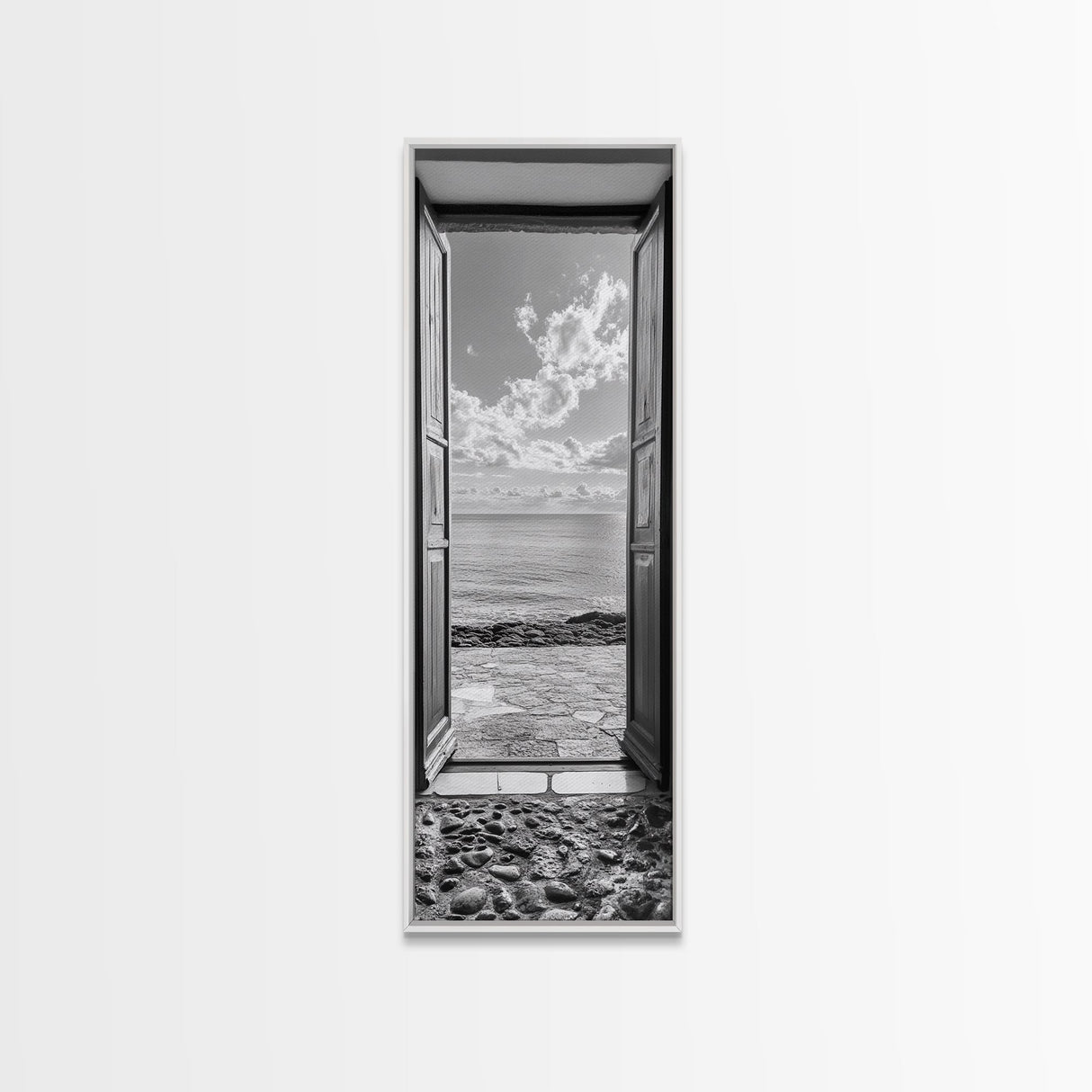 Open Door View, Sea Horizon Art, Dreamy Ocean Photography, Modern Entryway Decor, Framed Canvas Print, Minimalist Style Seascape
