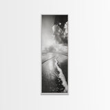 Shoreline Waves Art, Ocean Foam Print, Beach Wall Decor, Coastal Living Room Style, Framed Canvas Print, Tranquil Seascape Minimalist