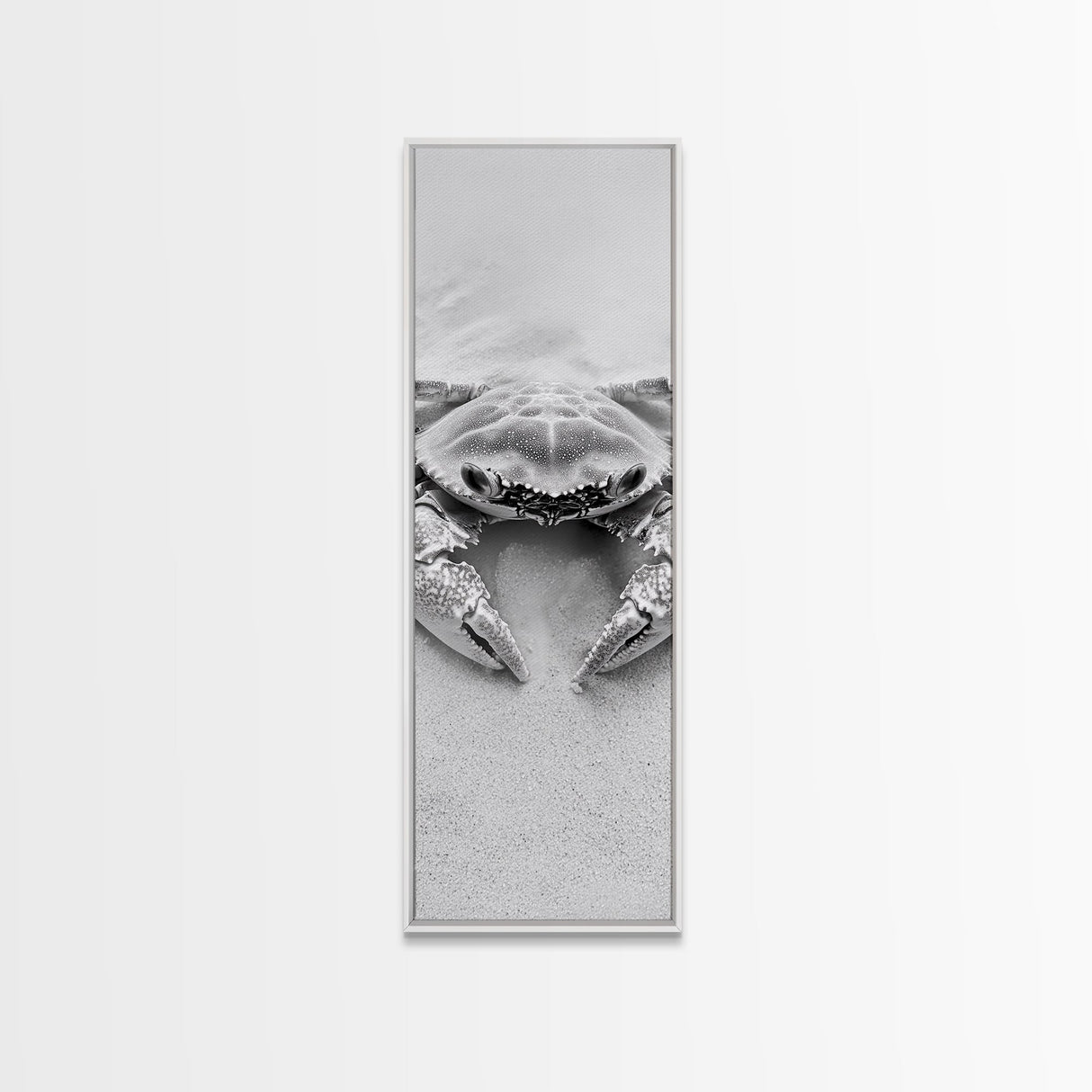 Crab Beach Art, Coastal Animal Print, Ocean Life Wall Decor, Bathroom or Kitchen Style, Framed Canvas Print, Black White Sea Creature