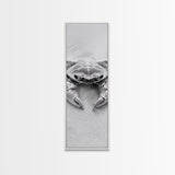 Crab Beach Art, Coastal Animal Print, Ocean Life Wall Decor, Bathroom or Kitchen Style, Framed Canvas Print, Black White Sea Creature
