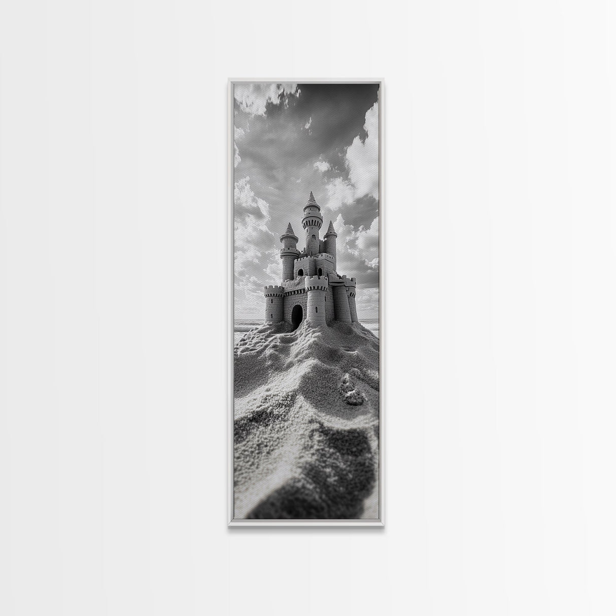 Sandcastle Fantasy, Beach Dream Print, Whimsical Coastal Decor, Kids Room or Nursery Art, Framed Canvas Print, Fairytale Vibe