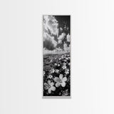 Ocean Flowers Art, Coastal Wildflower Print, Nature Boho Aesthetic, Beach House Wall Style, Framed Canvas Print, Moody Seaside Decor