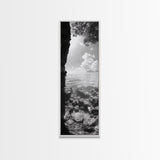 Ocean Cave View, Coastal Water Art, Dreamy Nature Escape Print, Bathroom or Bedroom Decor, Framed Canvas Print, Tranquil Seascape
