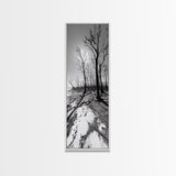 Haunting Tree Silhouettes, Forest Edge, Black White Nature, Desert Trees, Framed Canvas Print, Fall Art, Living Room Wall Art