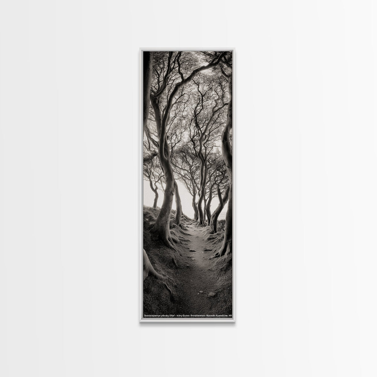 Twisted Trees, Enchanted Path, Forest Tunnel, Autumn Mood, Mystical Nature Framed Canvas Print, Fall Entryway Wall Art, Rustic Decor