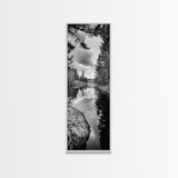 Forest Reflection, Lake Stillness, Tranquil Pines, Nature Calm, Black and White Canvas Print, Bedroom Wall Art, Cabin Vibes