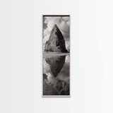 Monolith Reflection, Coastal Rock, Dramatic Seascape, Tidal Pool, Nature Inspired Framed Canvas Print, Modern Hallway Wall Art